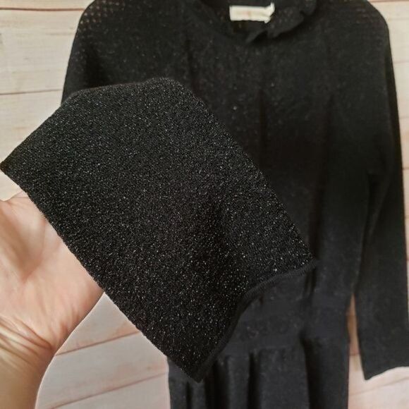 Tory Burch Isabelle Metallic Knit Long Sleeve Dress Black Medium - Picture 8 of 11